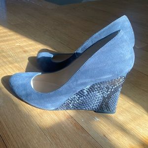 L.K. Bennett Eirene Wedge Suede Pump Sz 37.5